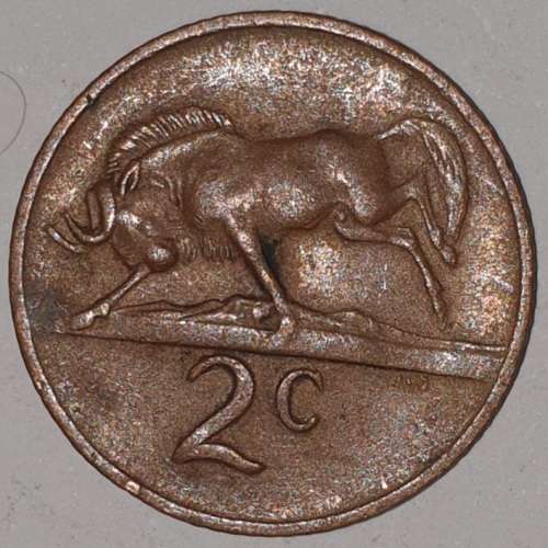 1968 ENG - 2 CENT COIN (TWO CENT COIN) - RSA - BRONZE - KM#66.2 - WILDEBEEST